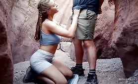 Molly Pills teen hiker fucks outdoor in the canyon 