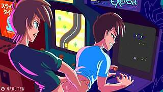 Ci dwaj homoseksualni nastolatkowie ruchają się w dupę w salonie gier